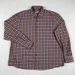 Johnnie-O Shirt Mens XXL Orange Plaid Flannel Hangin Out Preppy Casual Workwear